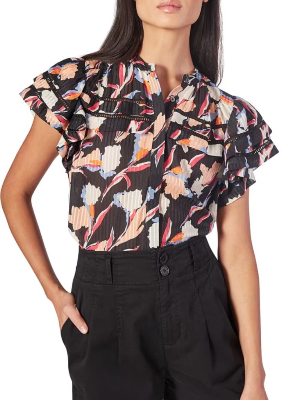 Huxlee Ruffle-Sleeve Top by Joie
